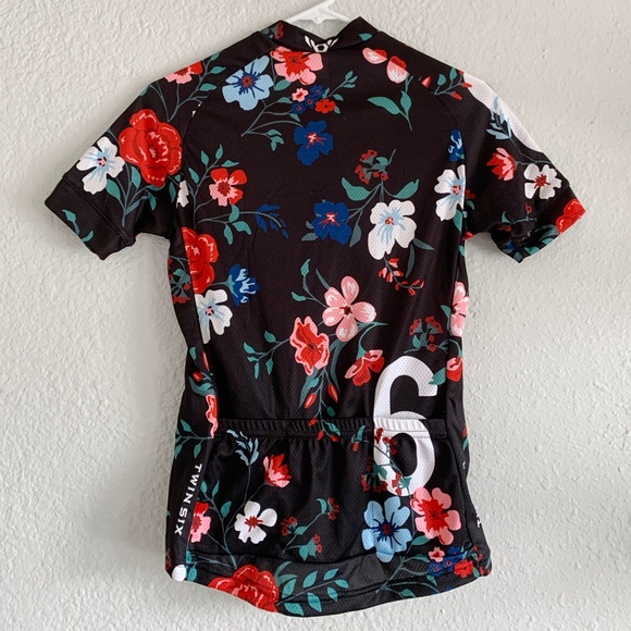 Twin Six women's cycling jerseys NWT, black multi-floral pattern, size XS - Picture 3 of 8